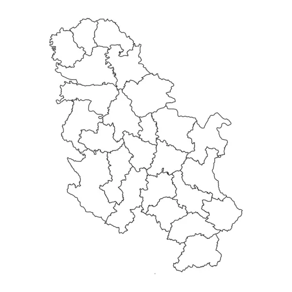 Serbia Mapa Con Los Distritos Administrativos Sin Kosovo Ilustración Vectorial — Archivo Imágenes Vectoriales