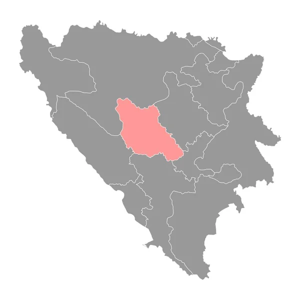 波斯尼亚和黑塞哥维那联邦行政区中波斯尼亚州地图 矢量说明 — 图库矢量图片