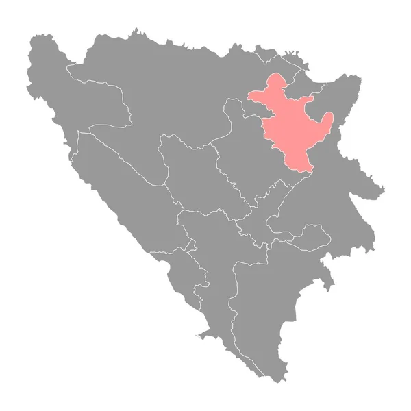 Tuzla Mapa Cantão Distrito Administrativo Federação Bósnia Herzegovina Ilustração Vetorial —  Vetores de Stock