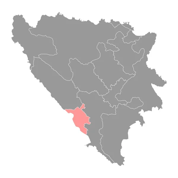 Karte Des Kantons Westherzegowina Verwaltungsbezirk Der Föderation Bosnien Und Herzegowina — Stockvektor