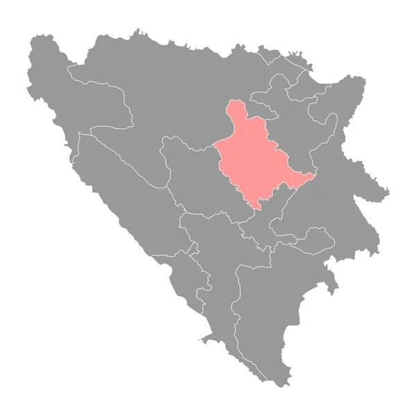 Карта Кантона Зеница Добой Административный Район Федерации Боснии Герцеговины Векторная — стоковый вектор
