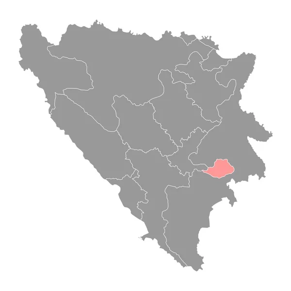 Mapa Cantão Bósnio Podrinje Distrito Administrativo Federação Bósnia Herzegovina Ilustração —  Vetores de Stock