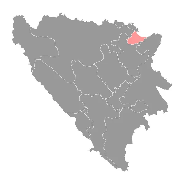 Brcko Mapa Del Distrito Distrito Administrativo Federación Bosnia Herzegovina Ilustración — Vector de stock