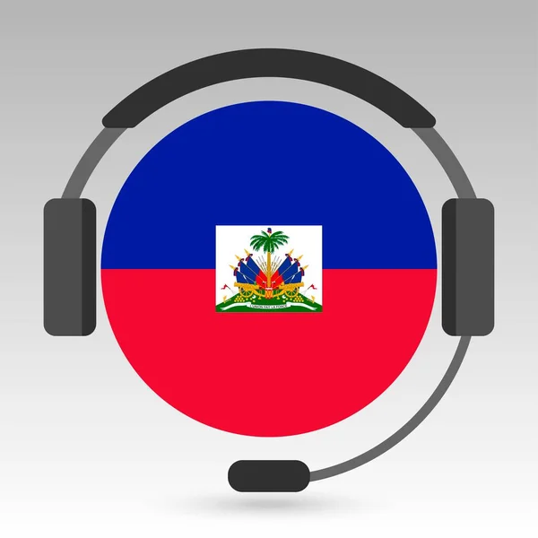 Haiti Zászló Fülhallgatóval Támogató Táblával Vektorillusztráció — Stock Vector