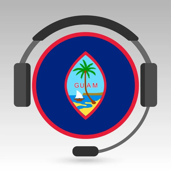 Guam Bandeira Com Fones Ouvido Sinal Suporte Ilustração Vetorial — Vetor de Stock