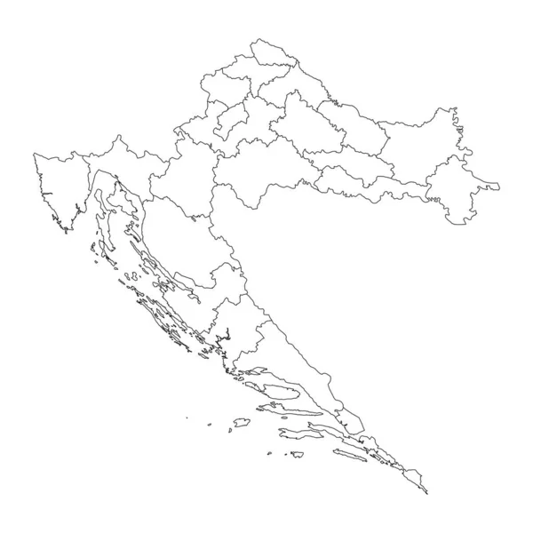 Kontluklu Hırvatistan Haritası Vektör Illüstrasyonu — Stok Vektör