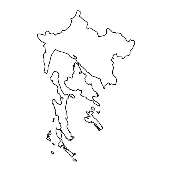 Primorje Gorski Kotar Megye Térképe Horvátország Alkörzetei Vektorillusztráció — Stock Vector