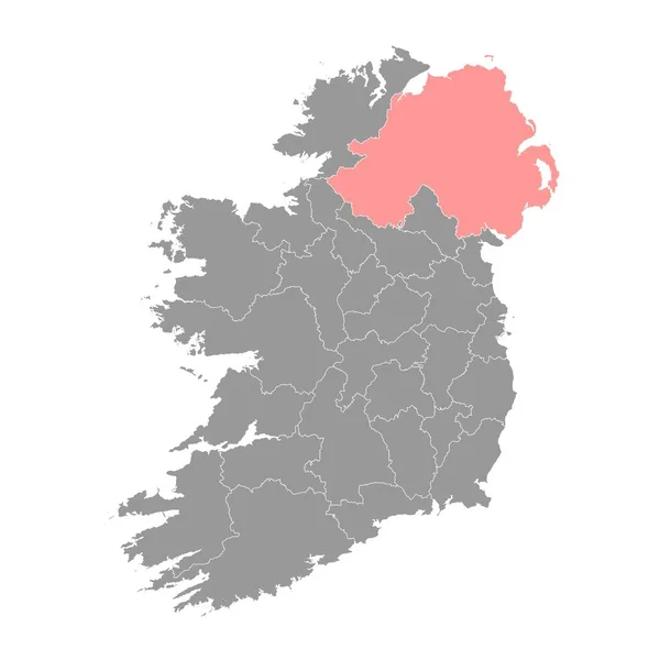 Mapa Irlanda Com Condados Irlanda Norte Ilustração Vetorial — Vetor de Stock