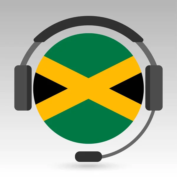 Jamaica Flagga Med Hörlurar Stödskylt Vektorillustration — Stock vektor