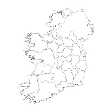 İrlanda haritası, eyaletler ve Kuzey İrlanda. Vektör illüstrasyonu.