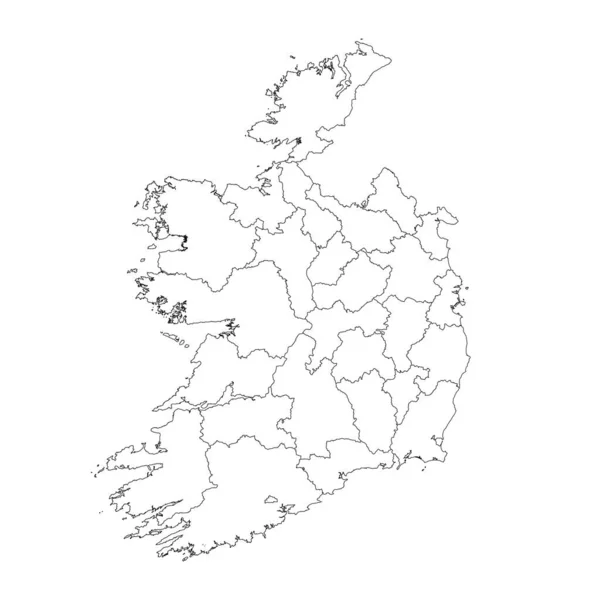 Irland Karte Mit Landkreisen Vektorillustration — Stockvektor