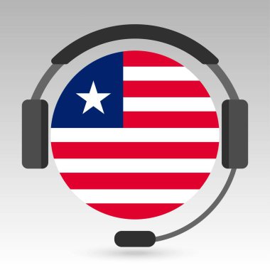 Kulaklıklı Liberya bayrağı, destek işareti. Vektör illüstrasyonu.