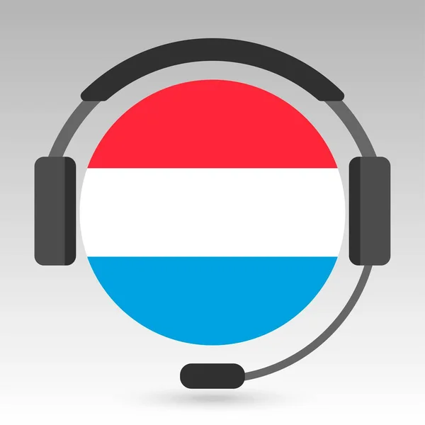 Bandera Luxemburgo Con Auriculares Señal Apoyo Ilustración Vectorial — Archivo Imágenes Vectoriales