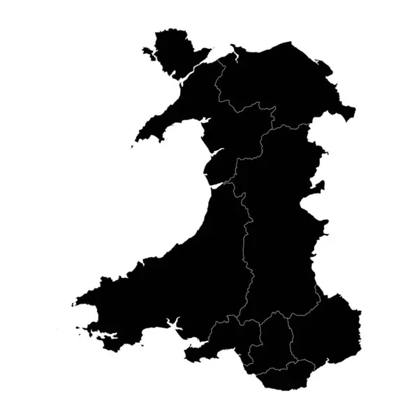 ウェールズの地図 ベクターイラスト — ストックベクタ