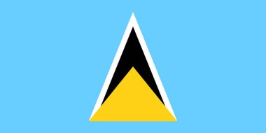 Saint Lucia bayrağı, resmi renkler ve oranlar. Vektör illüstrasyonu.