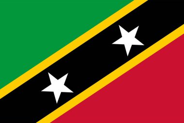 Saint Kitts ve Nevis bayrağı, resmi renkler ve oranlar. Vektör illüstrasyonu.