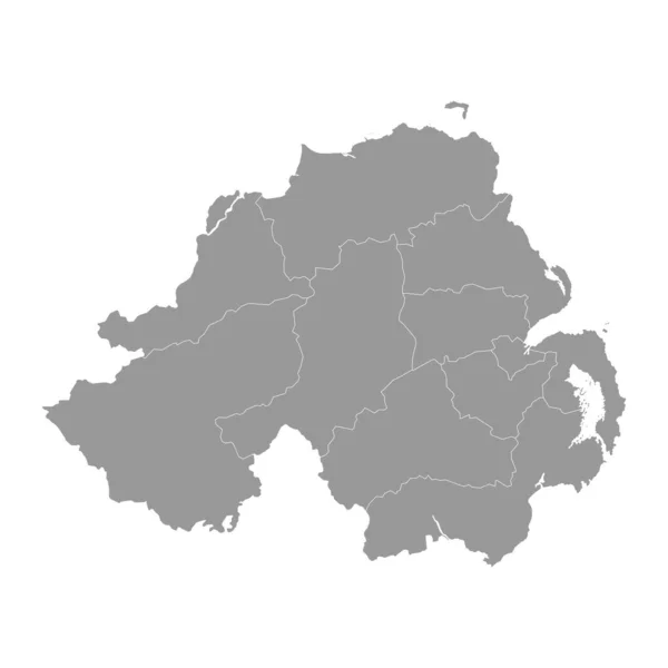 Irlanda Norte Cinza Com Distritos Administrativos Ilustração Vetorial — Vetor de Stock