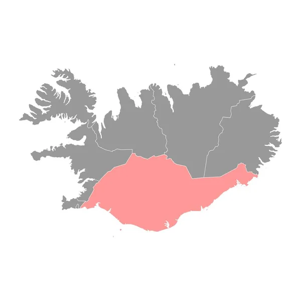 Χάρτης Νότιας Περιοχής Διοικητική Περιφέρεια Ισλανδίας Εικονογράφηση Διανύσματος — Διανυσματικό Αρχείο