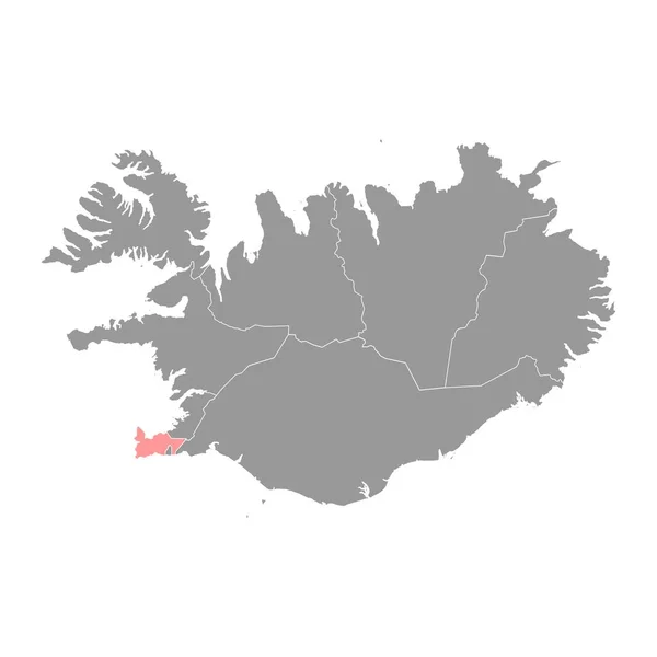 Déli Félsziget Térkép Izland Közigazgatási Kerülete Vektorillusztráció — Stock Vector