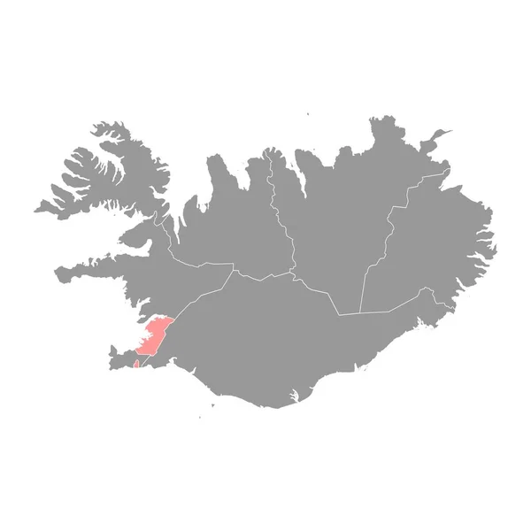 Mapa Região Capital Distrito Administrativo Islândia Ilustração Vetorial — Vetor de Stock