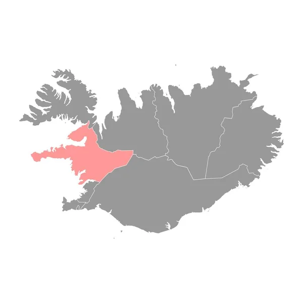 西部地域の地図 アイスランドの行政区 ベクターイラスト — ストックベクタ