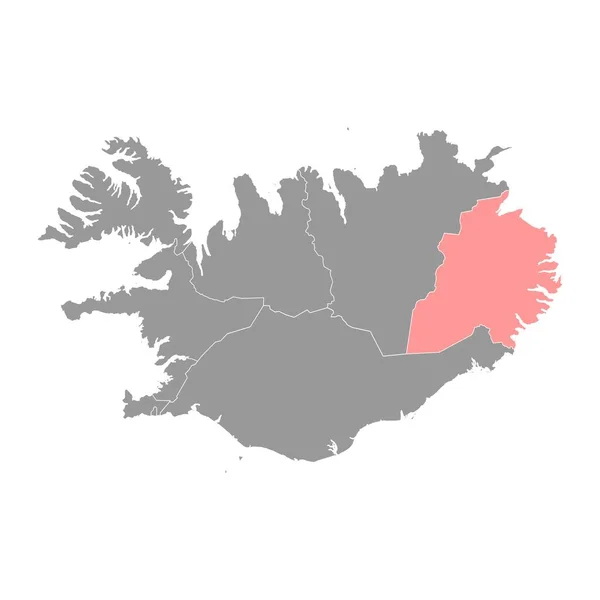 Карта Восточного Региона Административный Район Исландии Векторная Иллюстрация — стоковый вектор