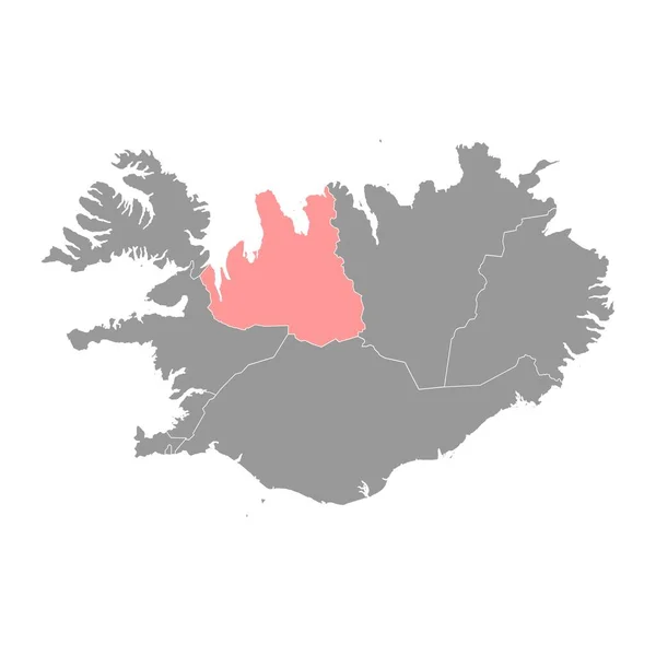 Mapa Severozápadního Regionu Správní Obvod Islandu Vektorová Ilustrace — Stockový vektor