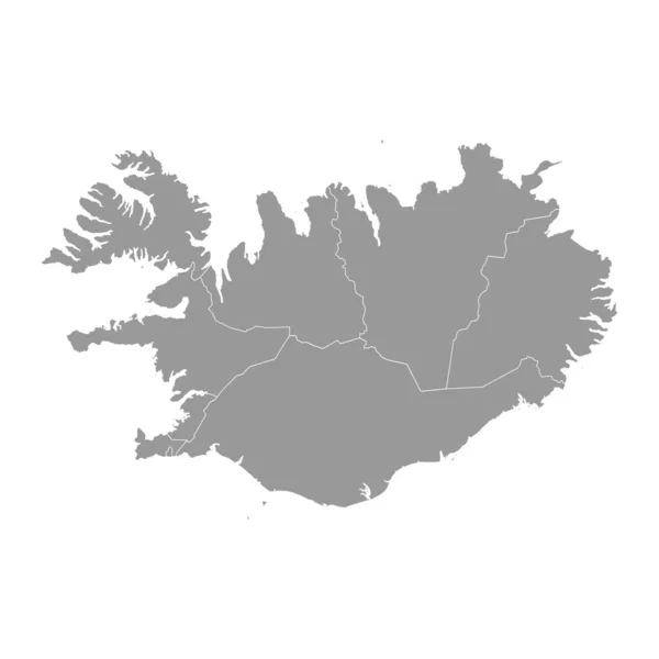 Islandia Mapa Gris Con Distritos Administrativos Ilustración Vectorial — Vector de stock
