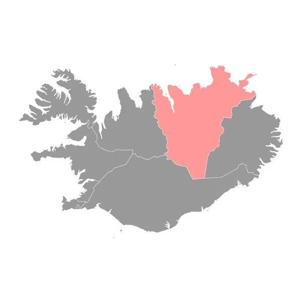 Χάρτης Βορειοανατολικής Περιοχής Διοικητική Περιφέρεια Ισλανδίας Εικονογράφηση Διανύσματος — Διανυσματικό Αρχείο