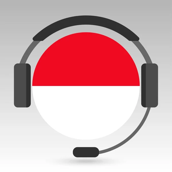 Bendera Monaco Dengan Headphone Tanda Dukungan Ilustrasi Vektor - Stok Vektor