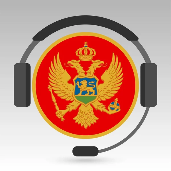 Bandiera Montenegro Con Cuffie Cartello Supporto Illustrazione Vettoriale — Vettoriale Stock