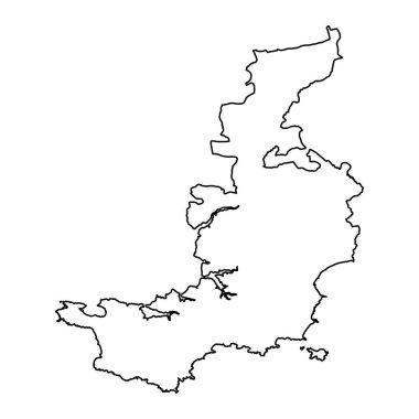 Güney Pembrokeshire haritası, Galler bölgesi. Vektör illüstrasyonu.