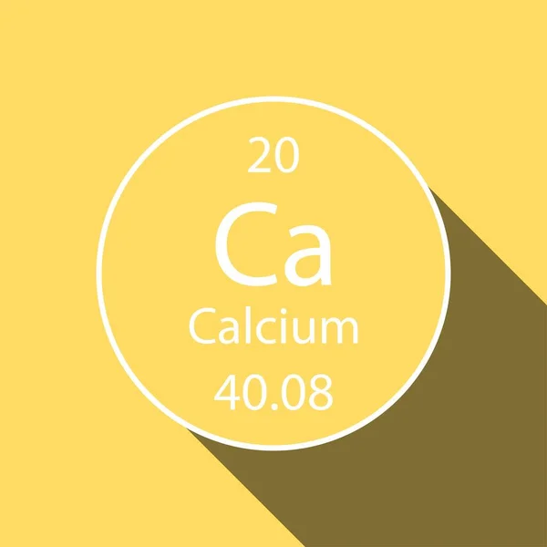 Calcium Symbol Long Shadow Design Chemical Element Periodic Table Vector — Stock Vector