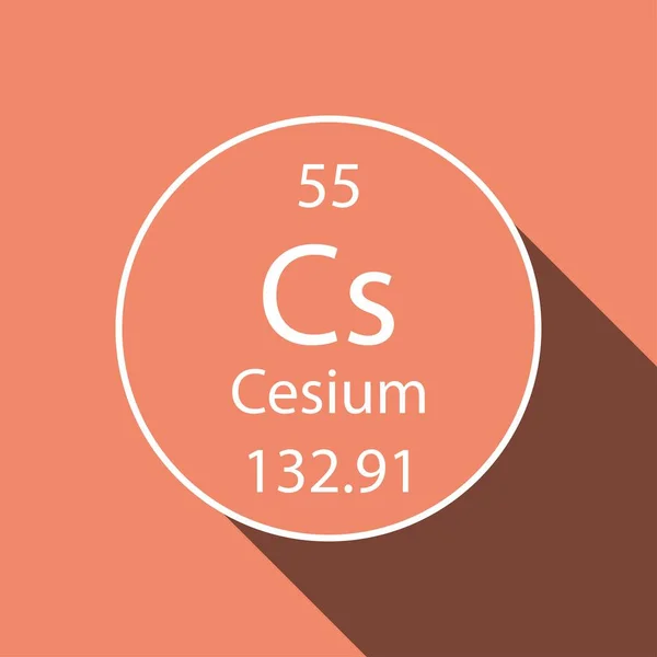 Cesium Symbool Met Lange Schaduw Ontwerp Chemisch Element Van Het — Stockvector