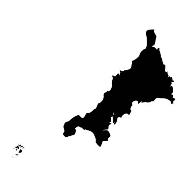 Cornwall haritası, İngiltere idari bölgesi. Vektör illüstrasyonu.