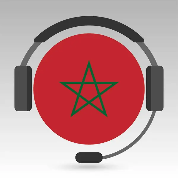 Marokko Flagge Mit Kopfhörer Unterstützungsschild Vektorillustration — Stockvektor