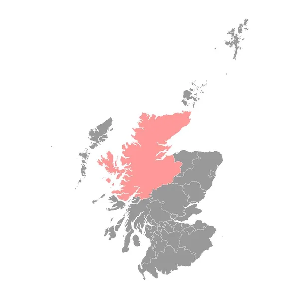 Highland Haritası Skoçya Konsey Alanı Vektör Illüstrasyonu — Stok Vektör
