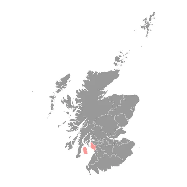 Kuzey Ayrshire Haritası Skoçya Konsey Alanı Vektör Illüstrasyonu — Stok Vektör