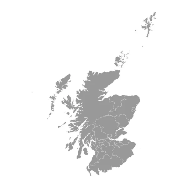 苏格兰的灰色地图与议会区域 矢量说明 — 图库矢量图片