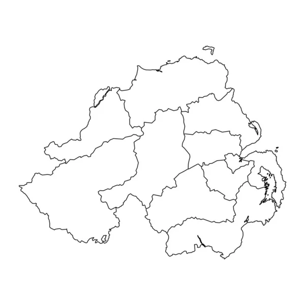 Irlanda Del Norte Con Distritos Administrativos Ilustración Vectorial — Archivo Imágenes Vectoriales