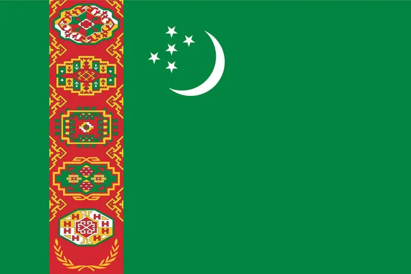 Флаг Туркменистана Официальные Цвета Пропорции Векторная Иллюстрация — стоковый вектор