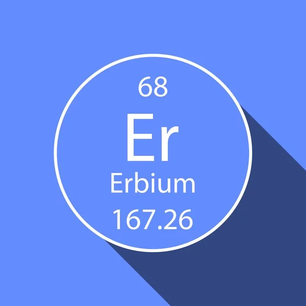 Uzun Gölge Dizaynlı Erbium Sembolü Periyodik Tablonun Kimyasal Elementi Vektör — Stok Vektör