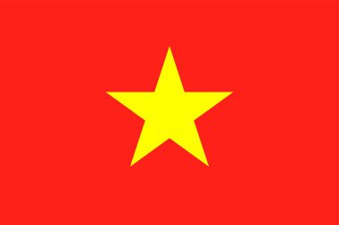 Vietnam bayrağı, resmi renkler ve orantı. Vektör illüstrasyonu.