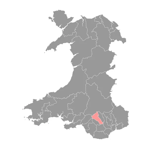 Cynon Valley Karta Wales Distrikt Vektorillustration — Stock vektor