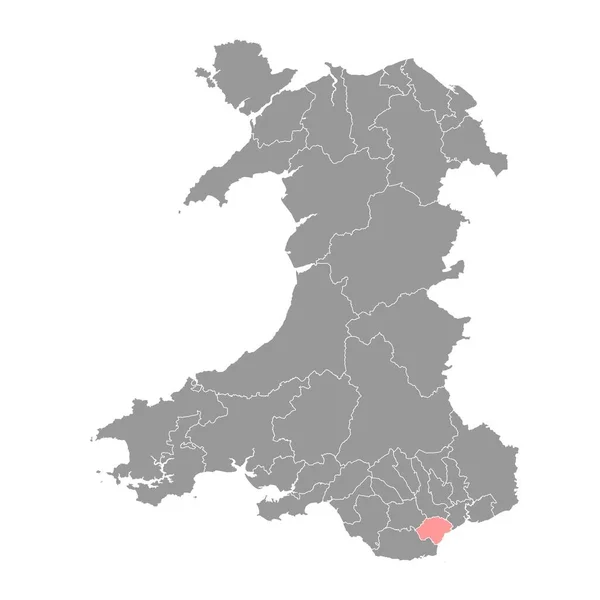 Distrito Cardiff Mapa Distrito Gales Ilustração Vetorial — Vetor de Stock