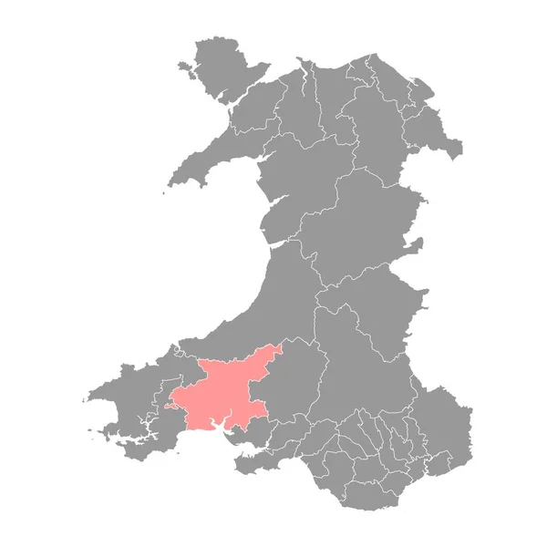 Distrito Carmarthen Mapa Distrito Gales Ilustração Vetorial — Vetor de Stock