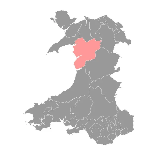 Meirionnydd Map Distrito Gales Ilustração Vetorial — Vetor de Stock