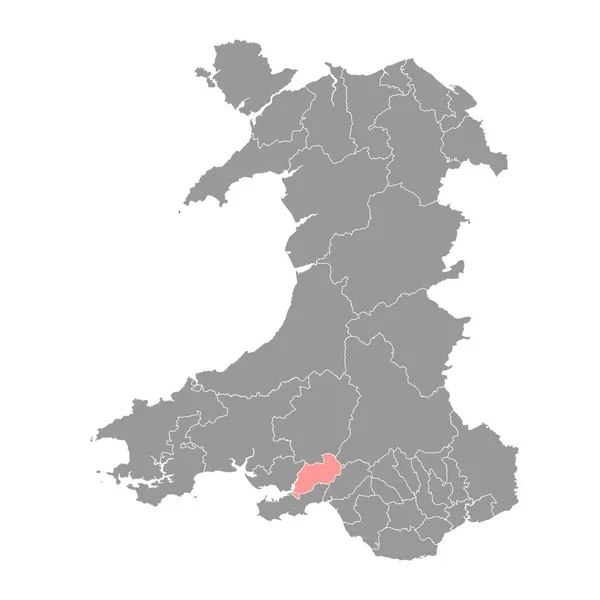 Mapa Lliw Valley Distrito Gales Ilustração Vetorial — Vetor de Stock