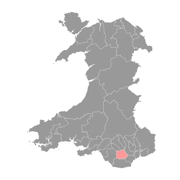 Mapa Taff Ely Distrito Gales Ilustração Vetorial — Vetor de Stock