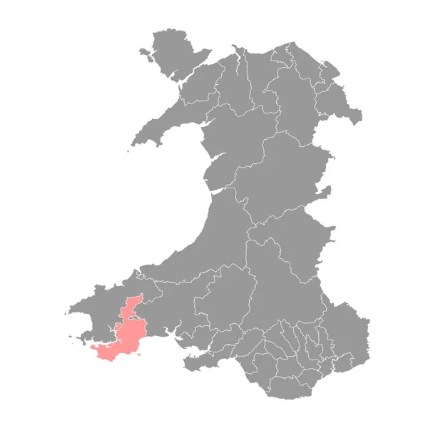 Mapa South Pembrokeshire Distrito Gales Ilustração Vetorial — Vetor de Stock